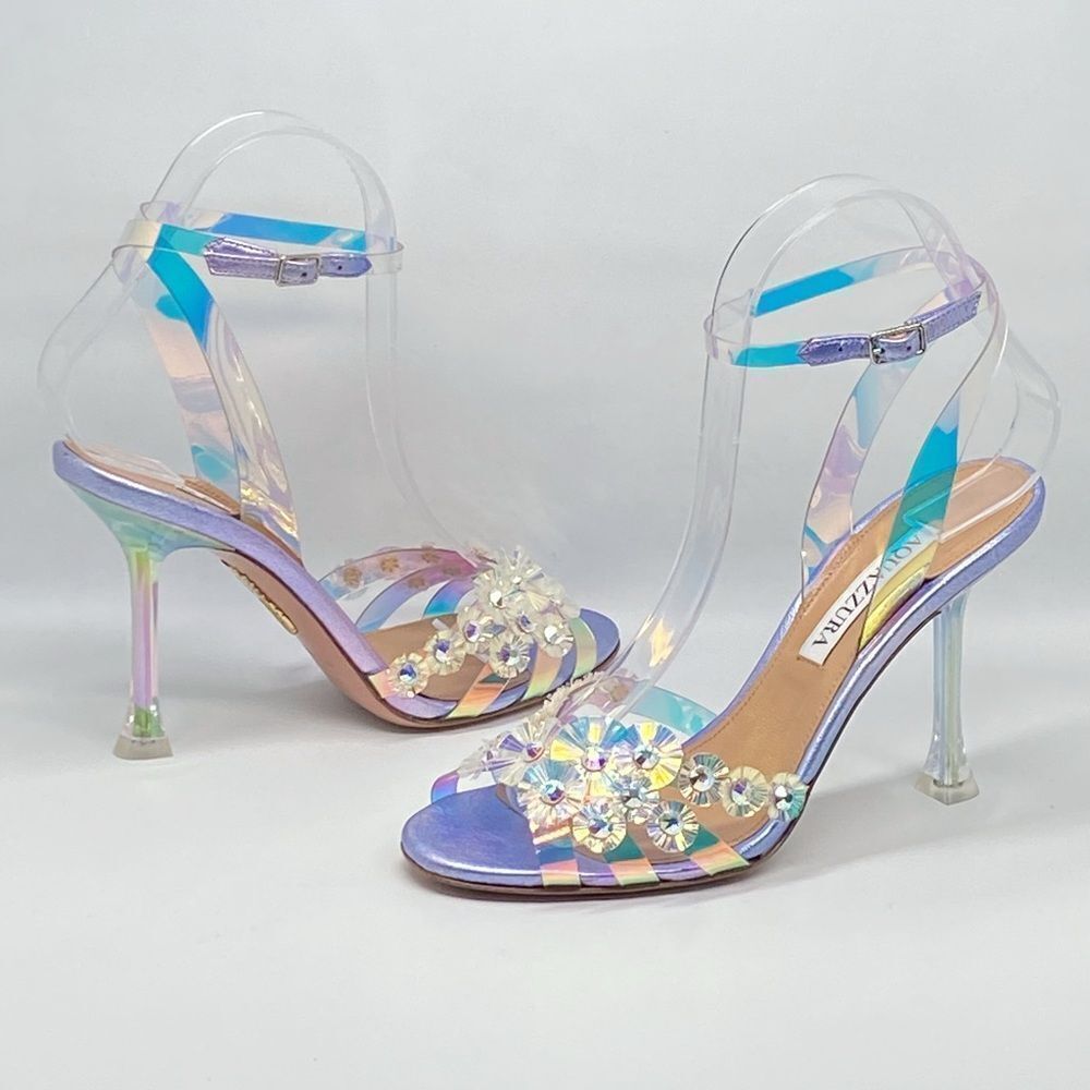 Aquazzura Meteorite PVC Embellished Ankle-Strap Sandals size 36 - Picture 10 of 15